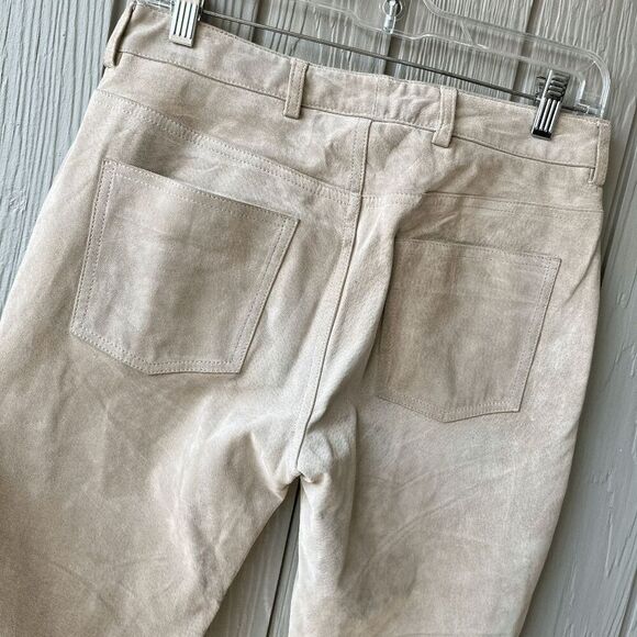 Vintage Guess Genuine Suede Leather Pants Size 6 Beige Straight Leg - Picture 5 of 12